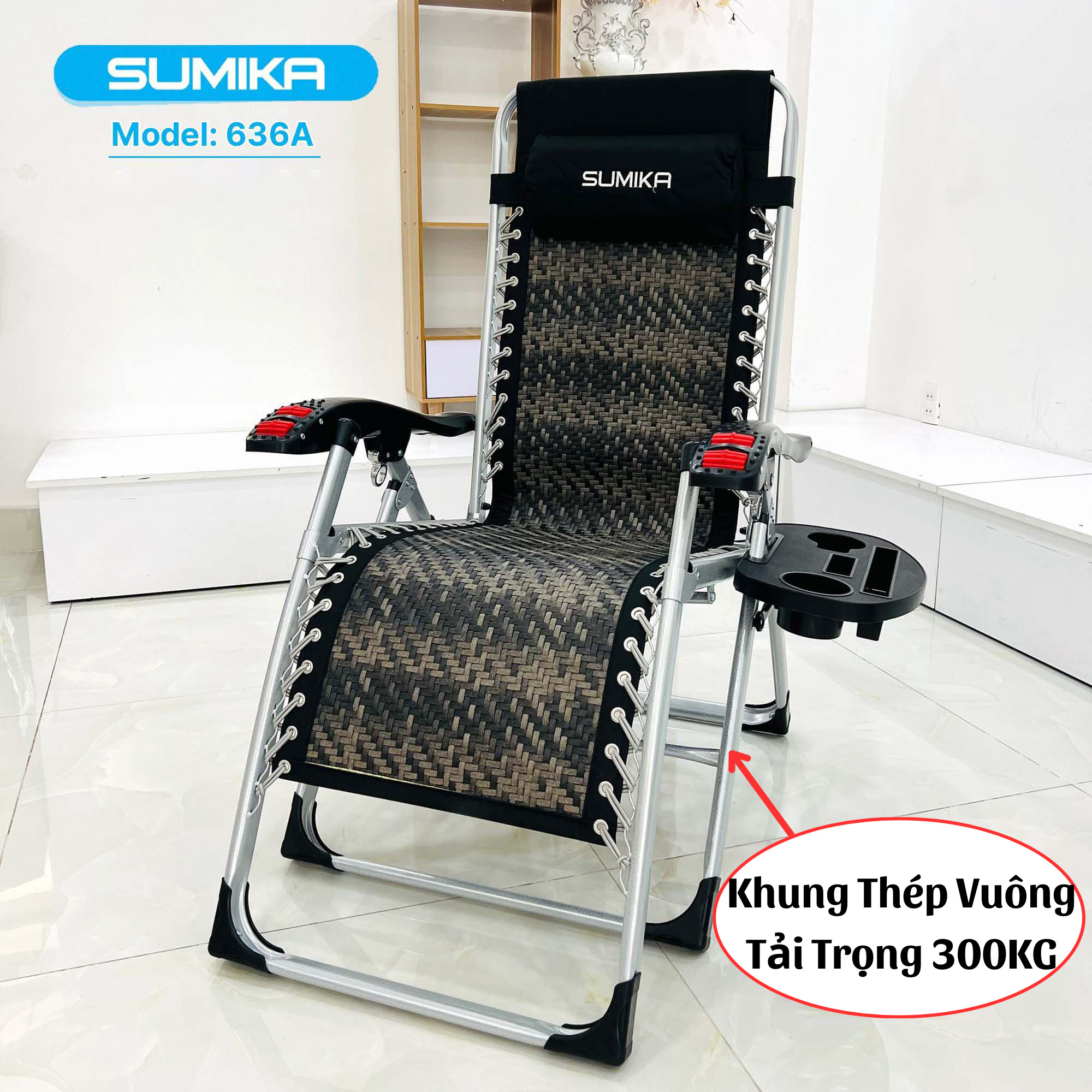 NGÃ TỐI ĐA 170 ĐỘ - GHẾ XẾP THƯ GIÃN SUMIKA 636A - Nệm Mây - SIÊU MÁT - TẢI TRỌNG 300KG - MIỄN PHÍ VẬN CHUYỂN TOÀN QUỐC - BẢO HÀNH 2 NĂM .